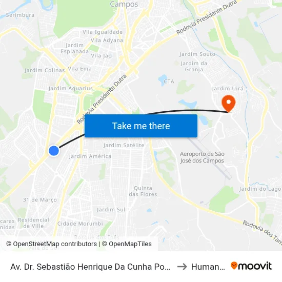 Av. Dr. Sebastião Henrique Da Cunha Pontes, 4790 to Humanitas map