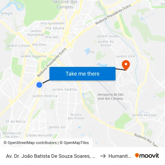 Av. Dr. João Batista De Souza Soares, 469 to Humanitas map