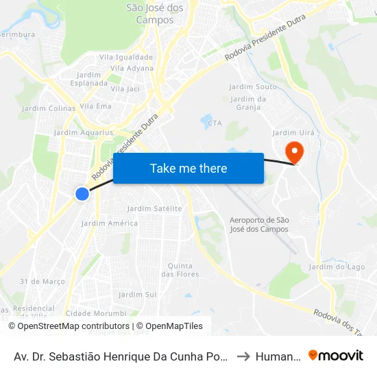 Av. Dr. Sebastião Henrique Da Cunha Pontes, 4300 to Humanitas map