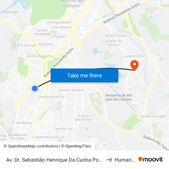 Av. Dr. Sebastião Henrique Da Cunha Pontes, 4450 to Humanitas map