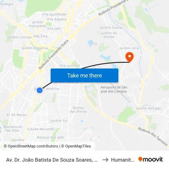 Av. Dr. João Batista De Souza Soares, 668 to Humanitas map