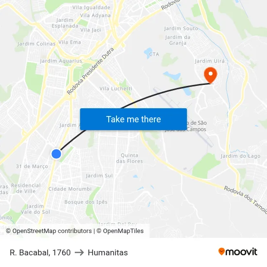 R. Bacabal, 1760 to Humanitas map