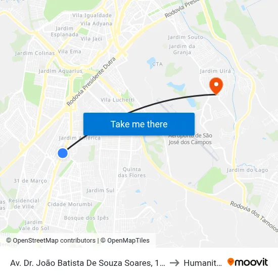 Av. Dr. João Batista De Souza Soares, 1180 to Humanitas map