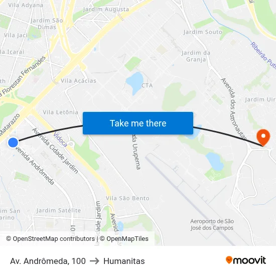 Av. Andrômeda, 100 to Humanitas map