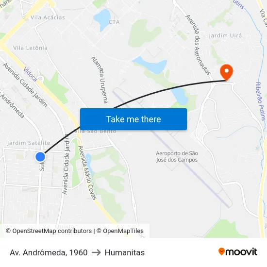Av. Andrômeda, 1960 to Humanitas map