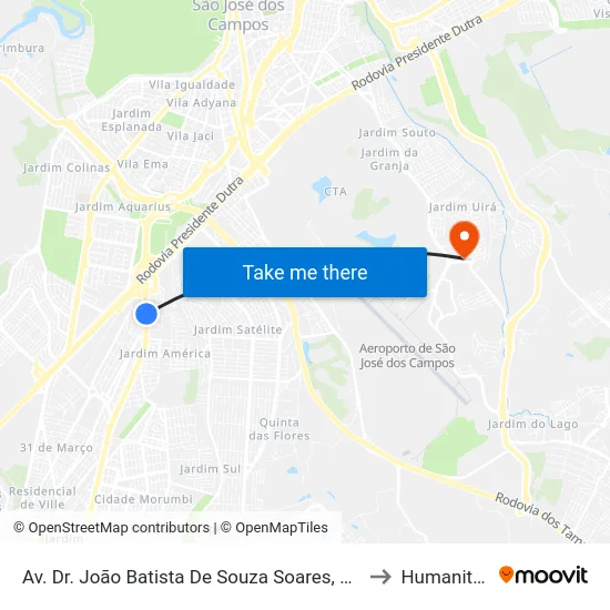 Av. Dr. João Batista De Souza Soares, 519 to Humanitas map