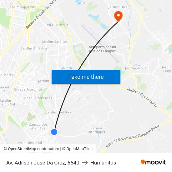 Av. Adilson José Da Cruz, 6640 to Humanitas map