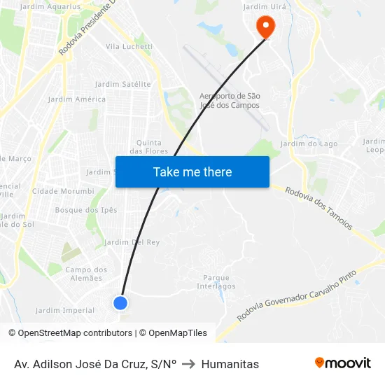 Av. Adilson José Da Cruz, S/Nº to Humanitas map