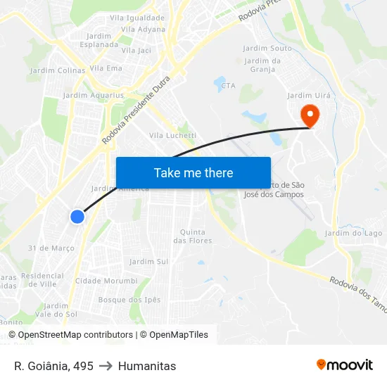 R. Goiânia, 495 to Humanitas map