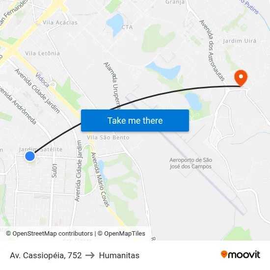 Av. Cassiopéia, 752 to Humanitas map