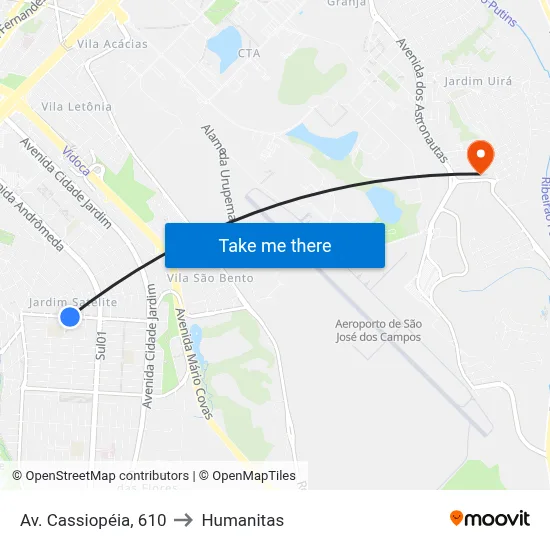 Av. Cassiopéia, 610 to Humanitas map