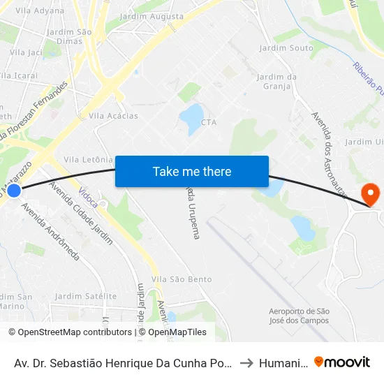 Av. Dr. Sebastião Henrique Da Cunha Pontes, Snº to Humanitas map