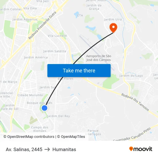 Av. Salinas, 2445 to Humanitas map