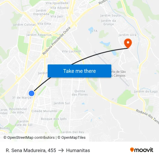 R. Sena Madureira, 455 to Humanitas map