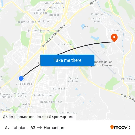 Av. Itabaiana, 63 to Humanitas map