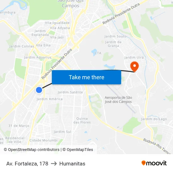 Av. Fortaleza, 178 to Humanitas map