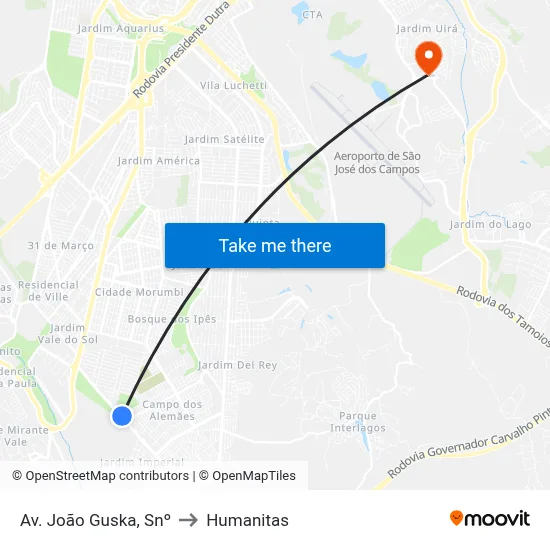 Av. João Guska, Snº to Humanitas map