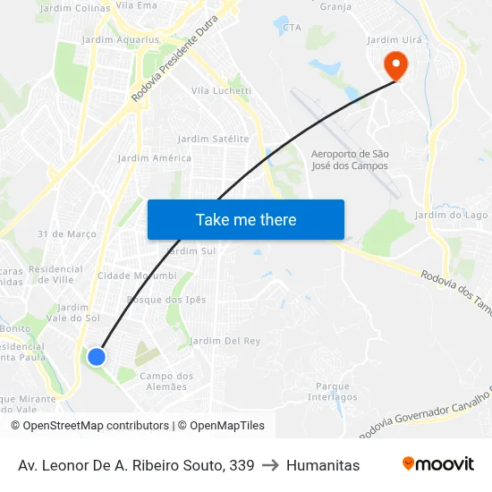 Av. Leonor De A. Ribeiro Souto, 339 to Humanitas map