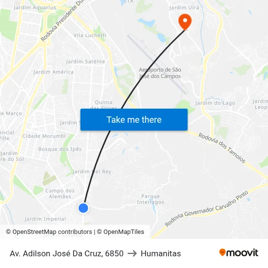 Av. Adilson José Da Cruz, 6850 to Humanitas map