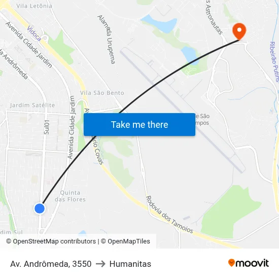 Av. Andrômeda, 3550 to Humanitas map