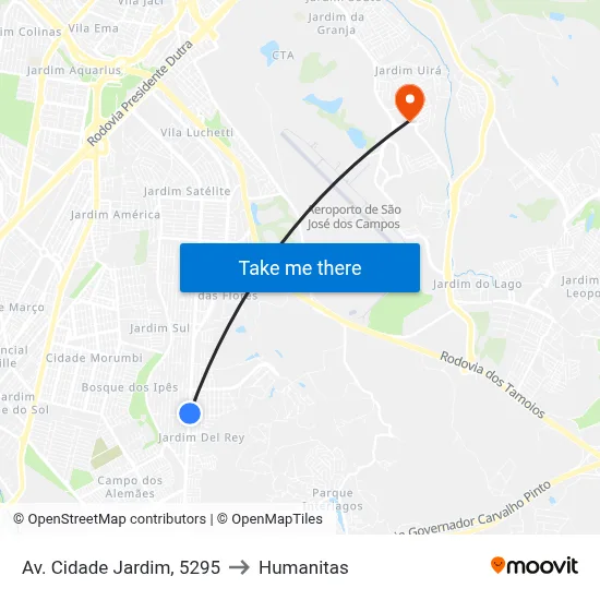 Av. Cidade Jardim, 5295 to Humanitas map