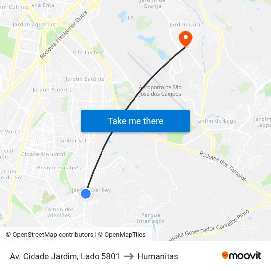 Av. Cidade Jardim, Lado 5801 to Humanitas map