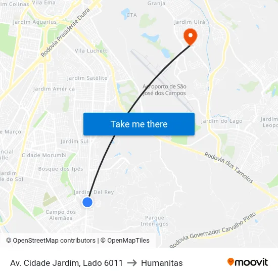 Av. Cidade Jardim,  Lado 6011 to Humanitas map