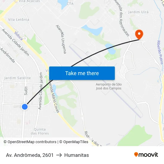 Av. Andrômeda, 2601 to Humanitas map