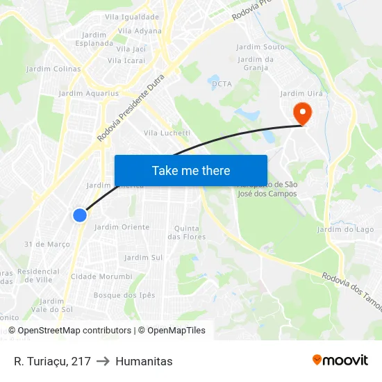 R. Turiaçu, 217 to Humanitas map