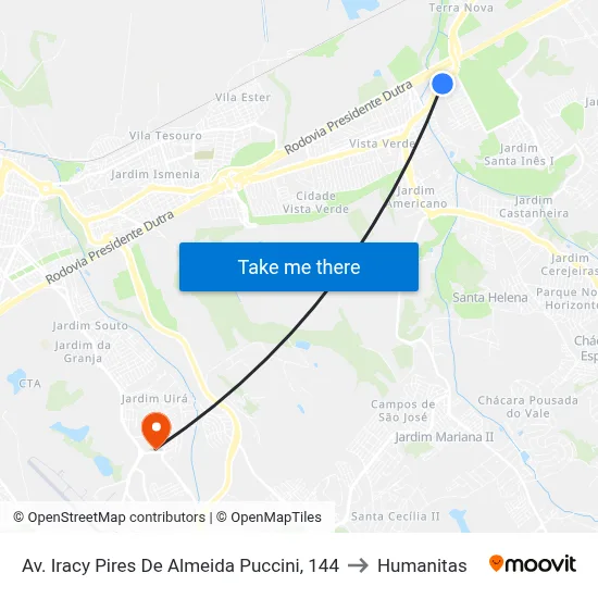 Av. Iracy Pires De Almeida Puccini, 144 to Humanitas map