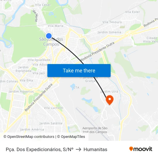 Pça. Dos Expedicionários, S/Nº to Humanitas map