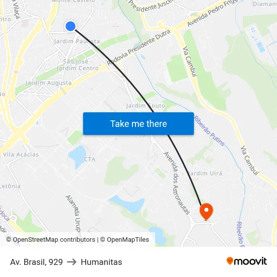 Av. Brasil, 929 to Humanitas map
