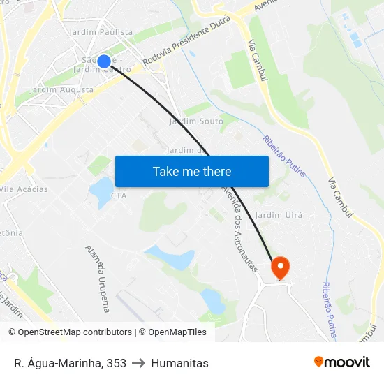 R. Água-Marinha, 353 to Humanitas map