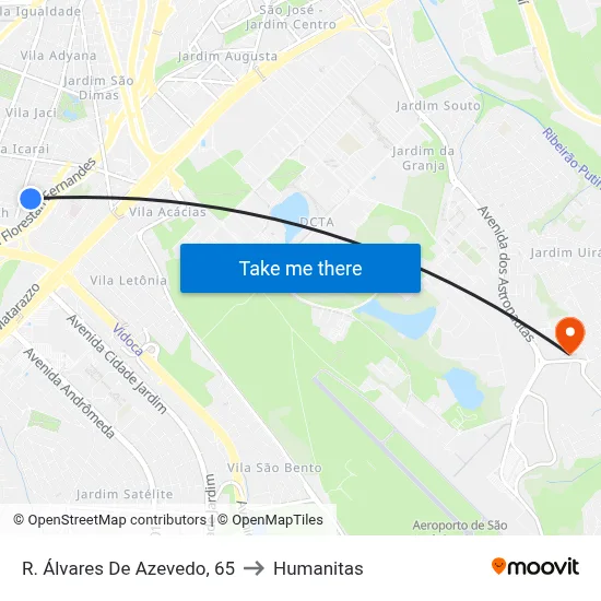 R. Álvares De Azevedo, 65 to Humanitas map