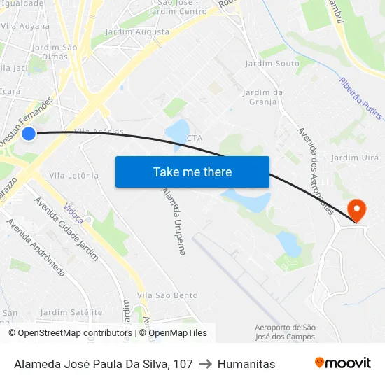 Alameda José Paula Da Silva, 107 to Humanitas map