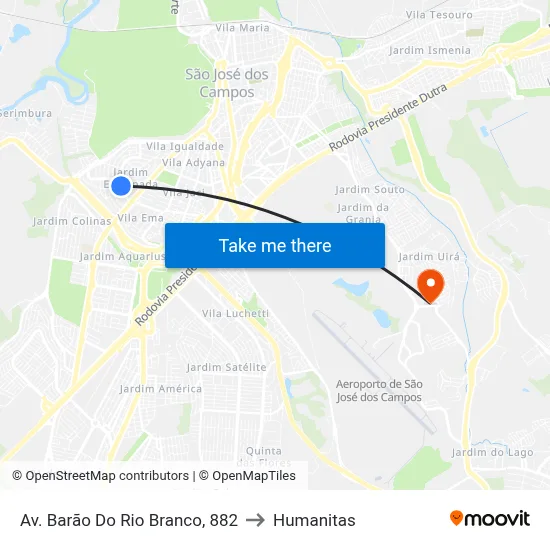 Av. Barão Do Rio Branco, 882 to Humanitas map