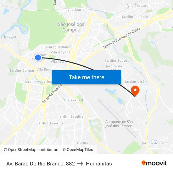 Av. Barão Do Rio Branco, 882 to Humanitas map