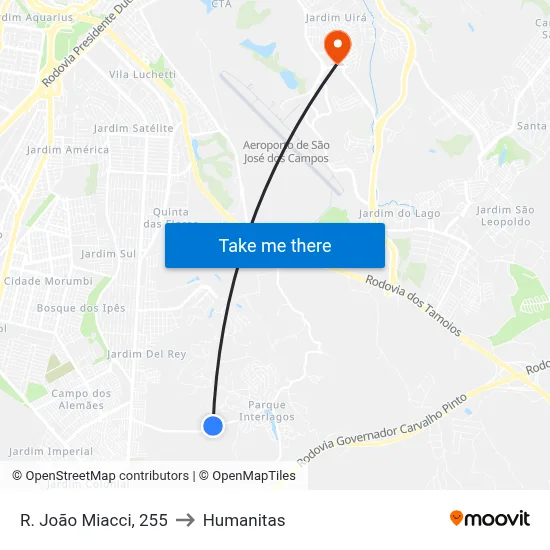 R. João Miacci, 255 to Humanitas map