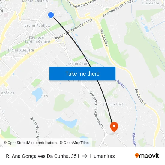 R. Ana Gonçalves Da Cunha, 351 to Humanitas map