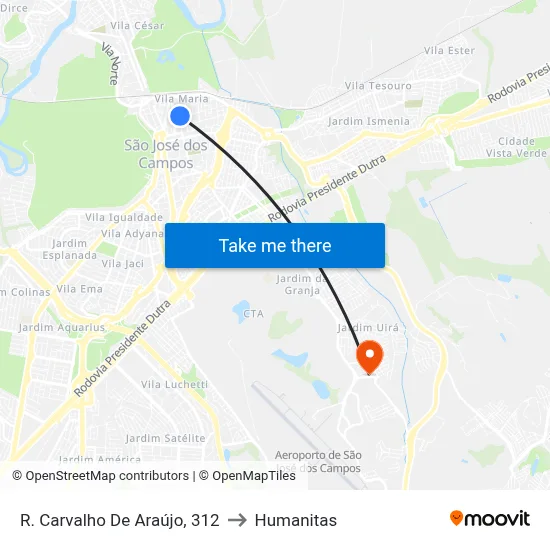 R. Carvalho De Araújo, 312 to Humanitas map