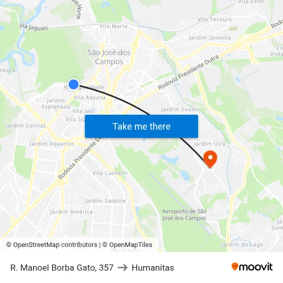 R. Manoel Borba Gato, 357 to Humanitas map