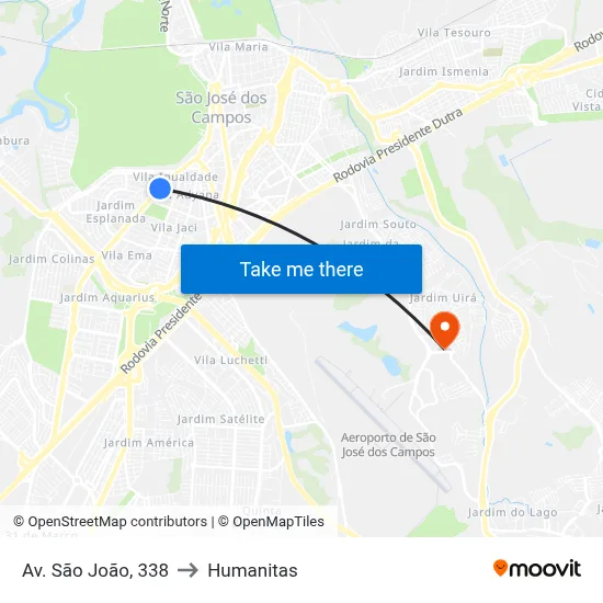 Av. São João, 338 to Humanitas map
