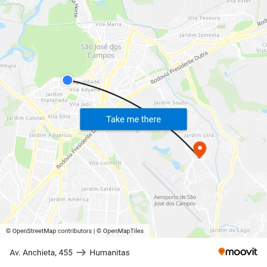 Av. Anchieta, 455 to Humanitas map