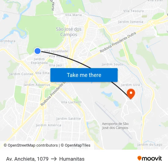Av. Anchieta, 1079 to Humanitas map