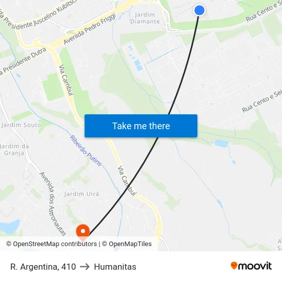 R. Argentina, 410 to Humanitas map