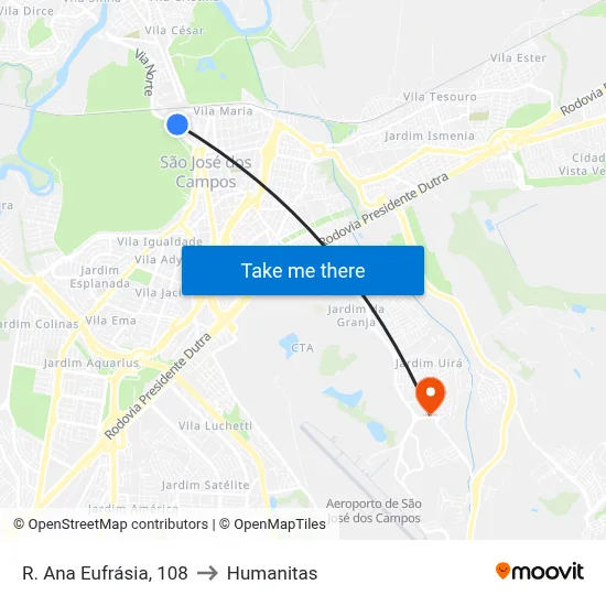 R. Ana Eufrásia, 108 to Humanitas map
