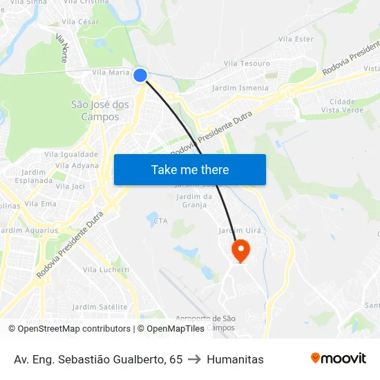 Av. Eng. Sebastião Gualberto, 65 to Humanitas map