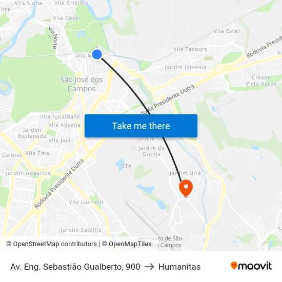 Av. Eng. Sebastião Gualberto, 900 to Humanitas map
