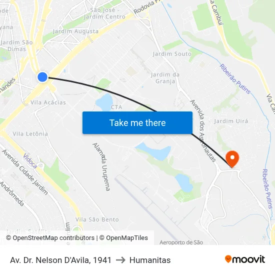 Av. Dr. Nelson D'Avila, 1941 to Humanitas map