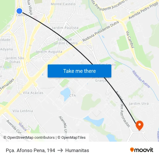 Pça. Afonso Pena, 194 to Humanitas map
